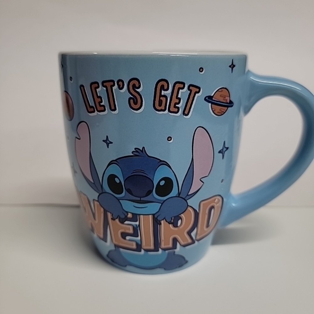 Disney Light Blue Stitch "Let's Get Weird" Ceramic Mug